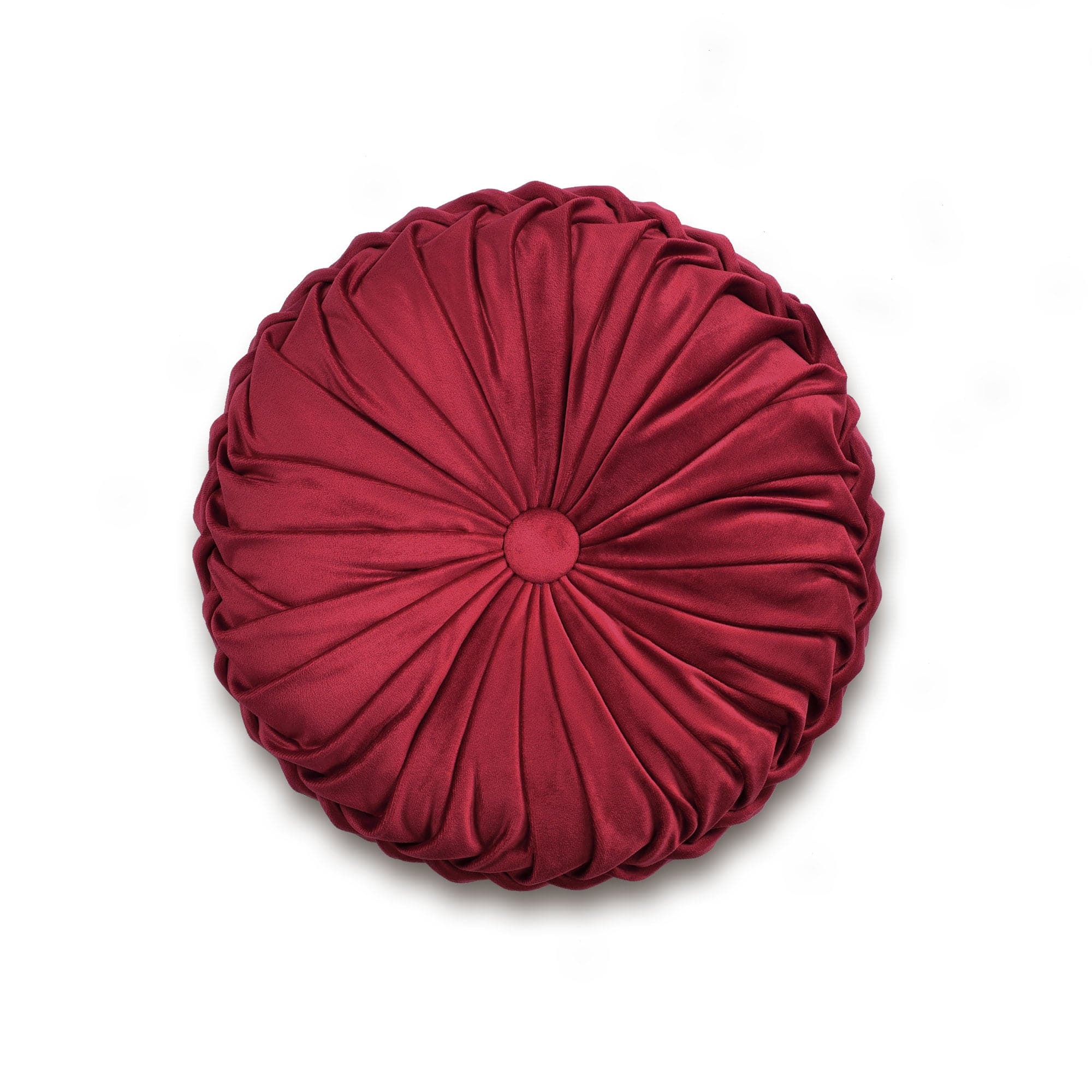 Round Pleated Soft Velvet Throw Pillow-Tolkye