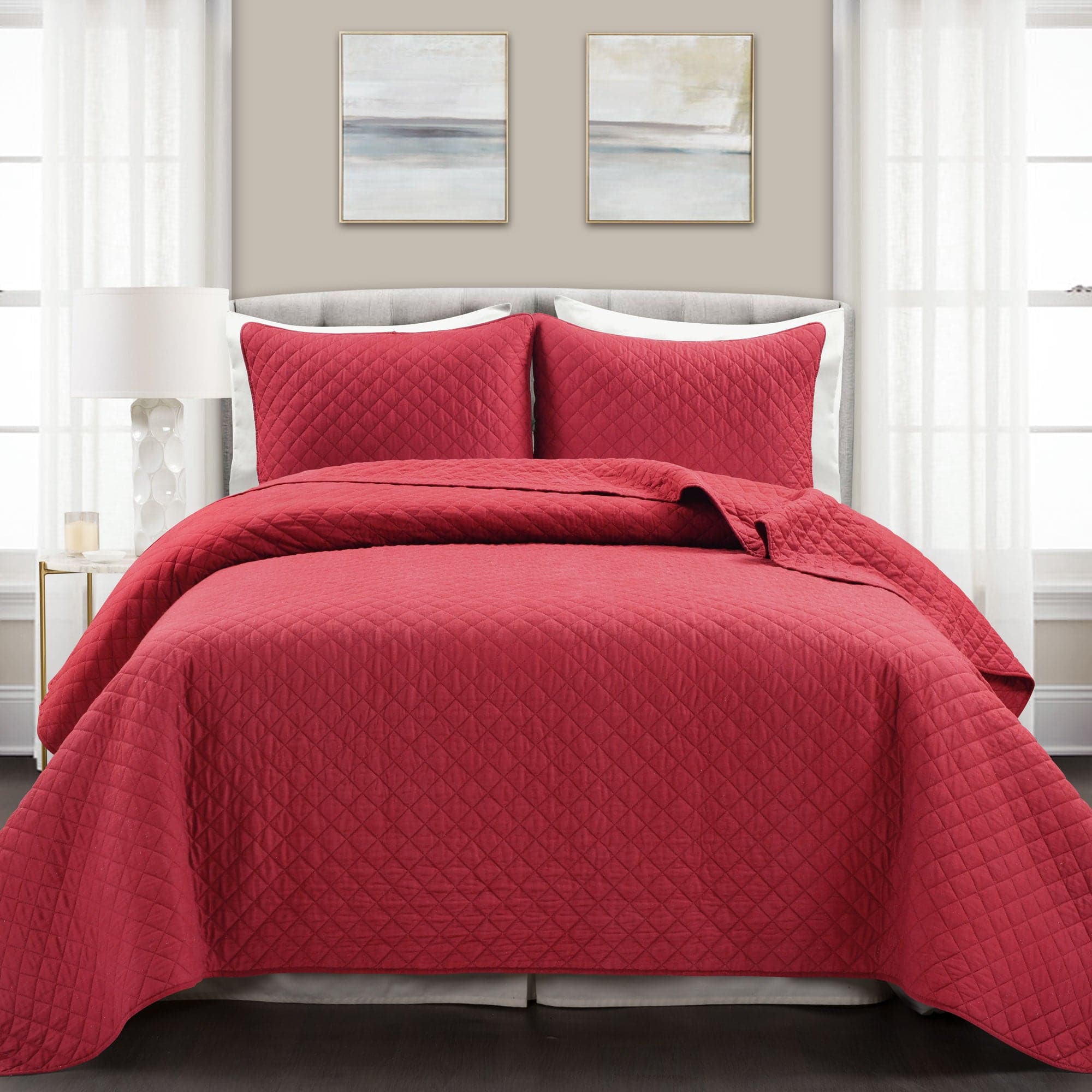 Ava Diamond Oversized Cotton Quilt Set-Tolkye