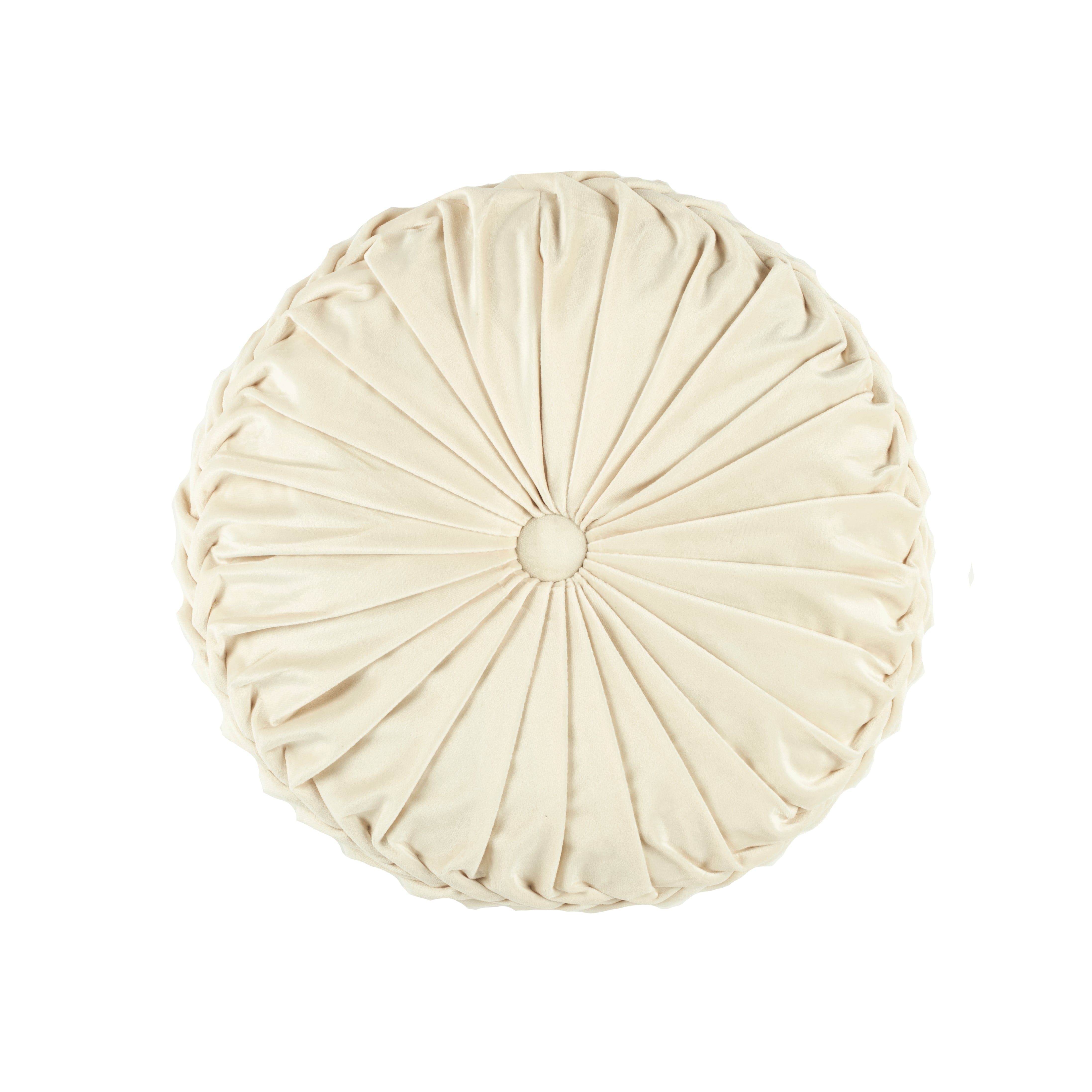 Round Pleated Soft Velvet Throw Pillow-Tolkye