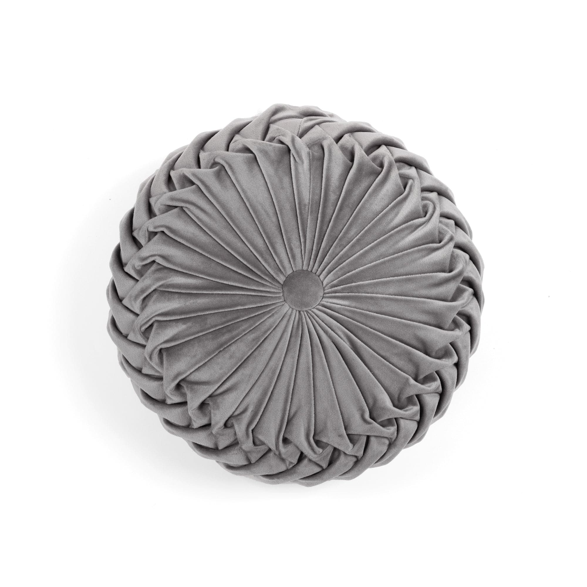 Round Pleated Soft Velvet Throw Pillow-Tolkye