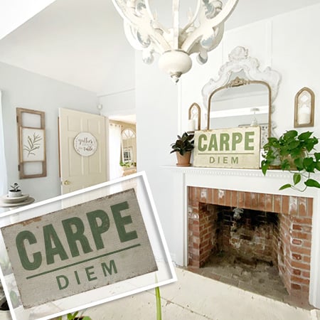 25.5" Distressed Carpe Diem Wooden Wall Décor