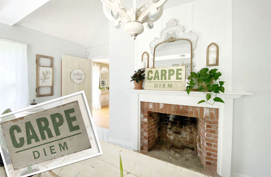 25.5" Distressed Carpe Diem Wooden Wall Décor