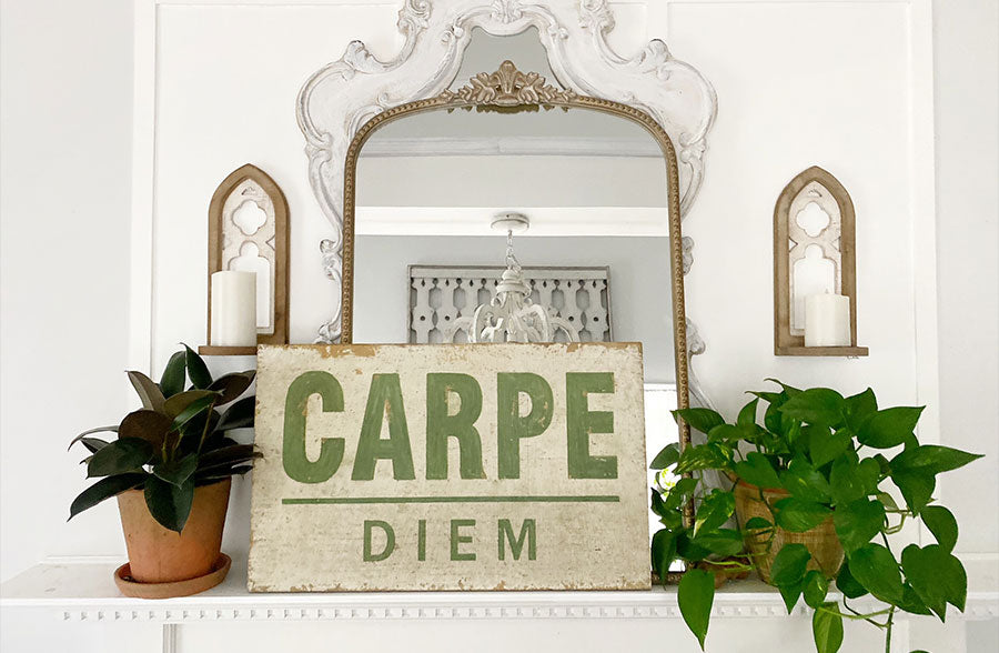 25.5" Distressed Carpe Diem Wooden Wall Décor