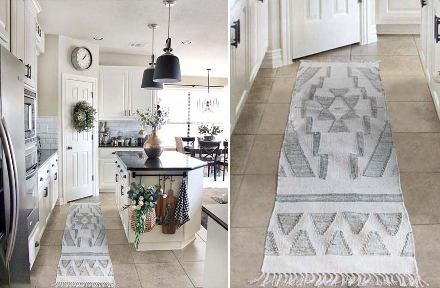 Hand Woven Cotton Floor Runner with Tassel Edge