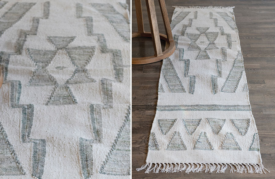 Hand Woven Cotton Floor Runner with Tassel Edge