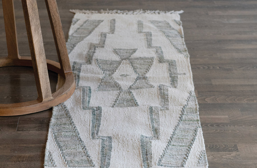 Hand Woven Cotton Floor Runner with Tassel Edge