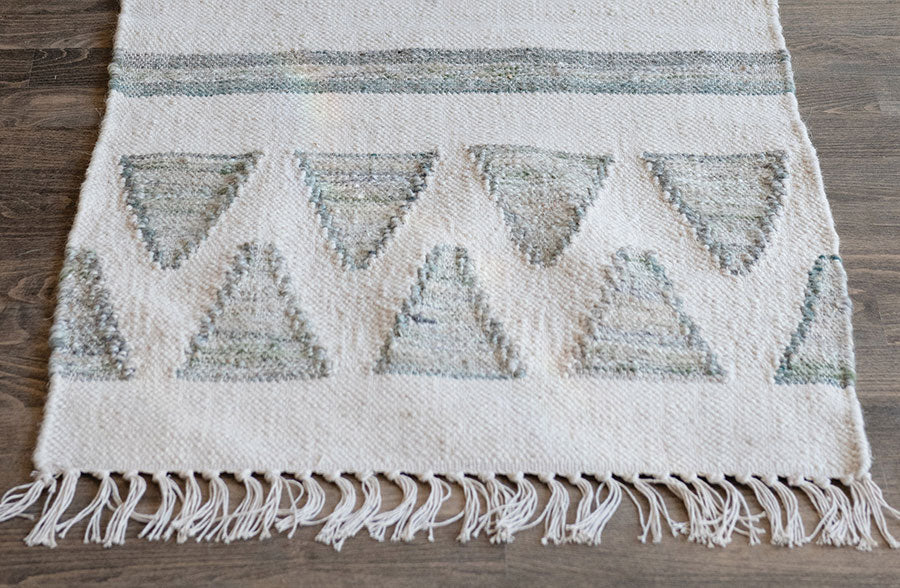 Hand Woven Cotton Floor Runner with Tassel Edge