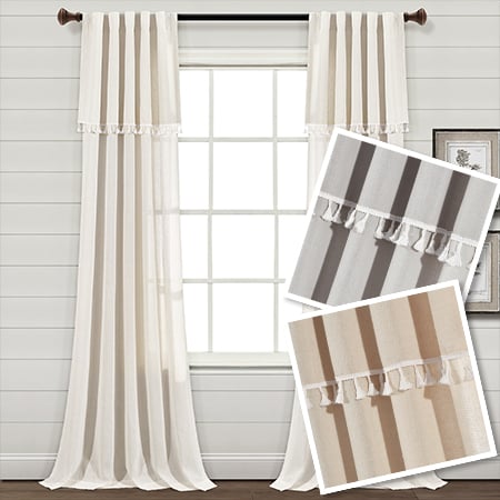 Curtain Panel Set with Tassel Detail, Pick Your Color