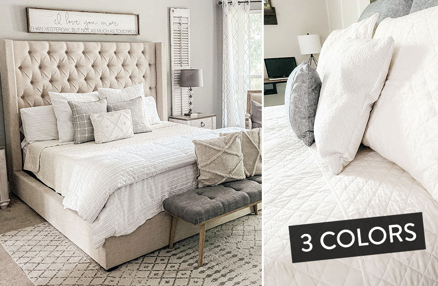 Hand Made Reversible Patchwork Quilt with 2 Shams,  Pick Your Size/Color