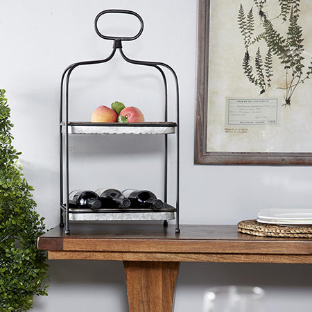Galvanized Metal Two Tier Tray