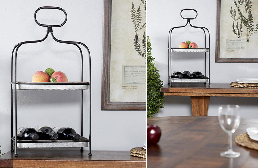 Galvanized Metal Two Tier Tray