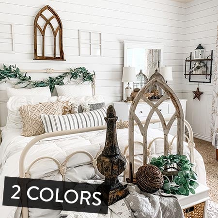 Wood Cathedral Window with Shelf, Pick Your Color