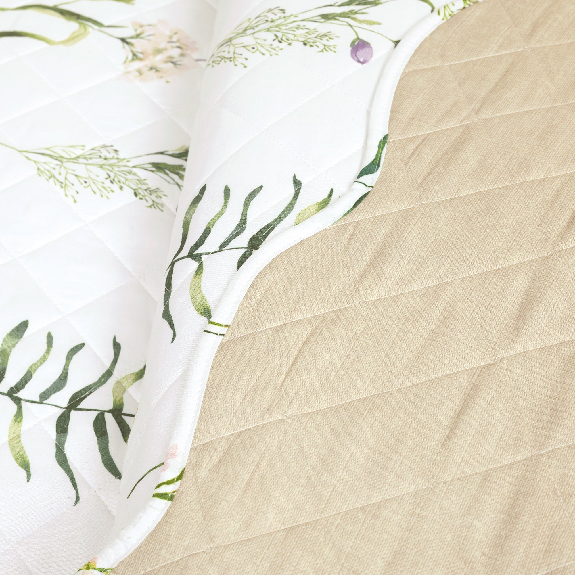 Watercolor Wildflower Scallop Edge Floral 3 Piece Quilt Set-Tolkye