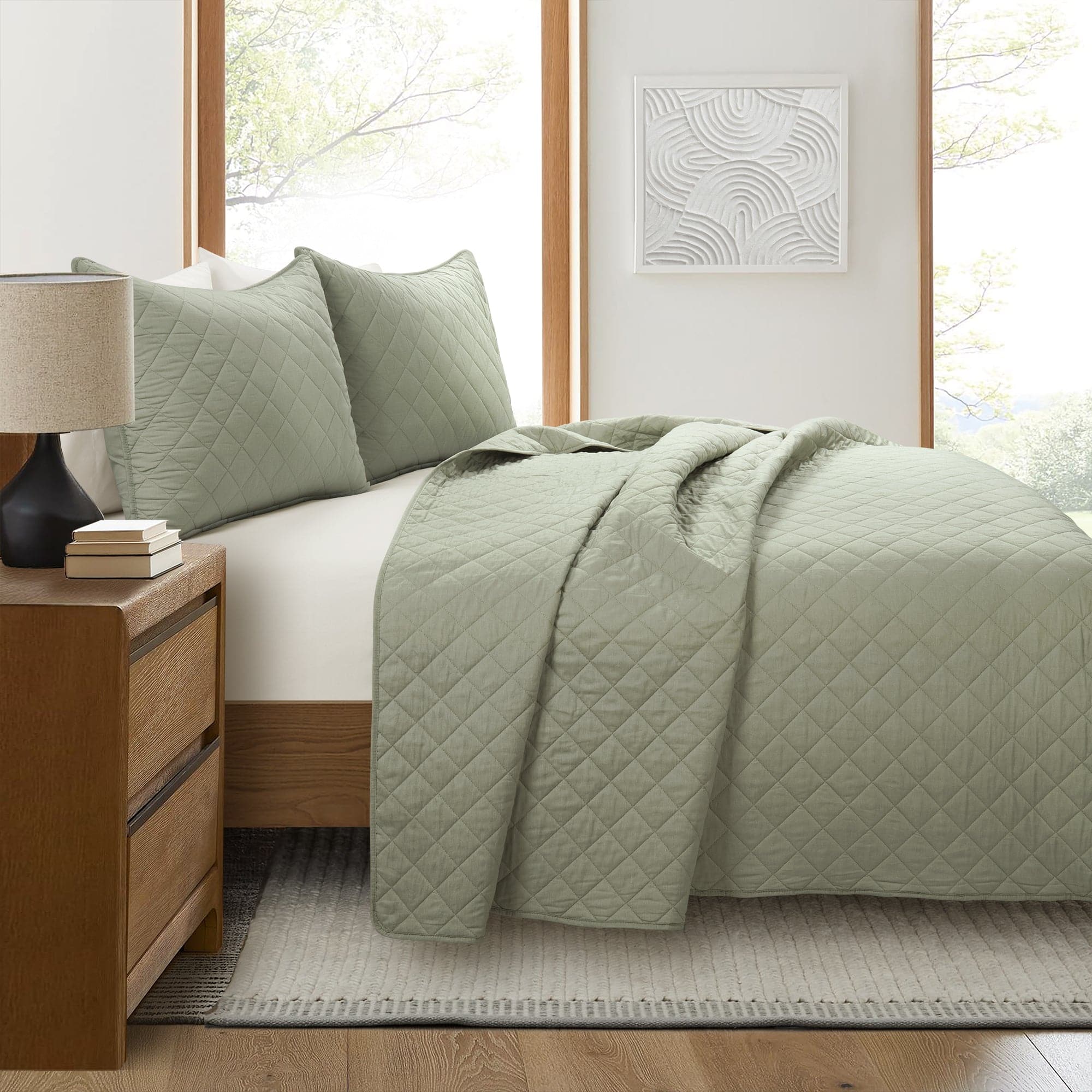 Ava Diamond Oversized Cotton Quilt Set-Tolkye