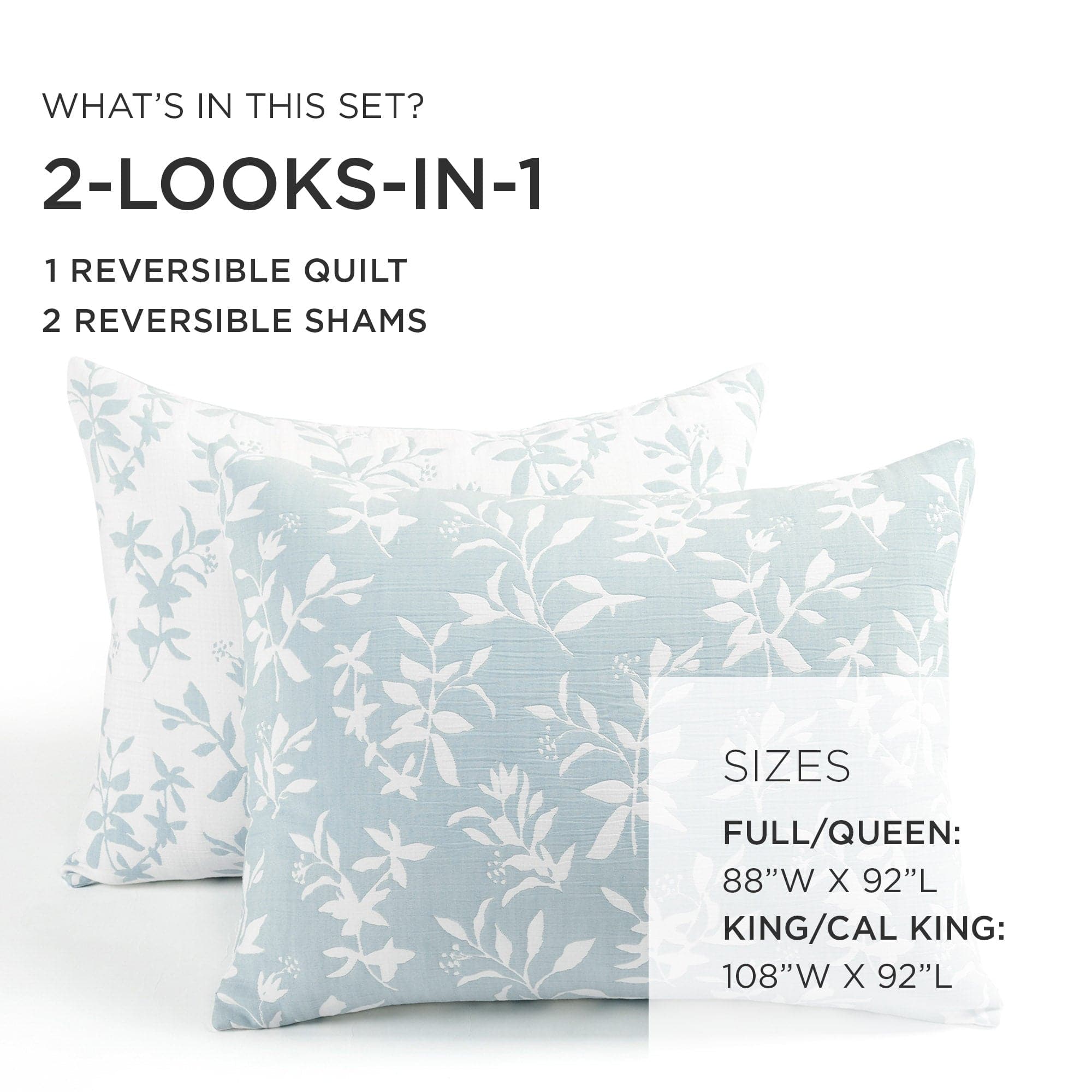 Floral Jacquard Reversible Soft Matelassé 3 Piece Quilt Set-Tolkye