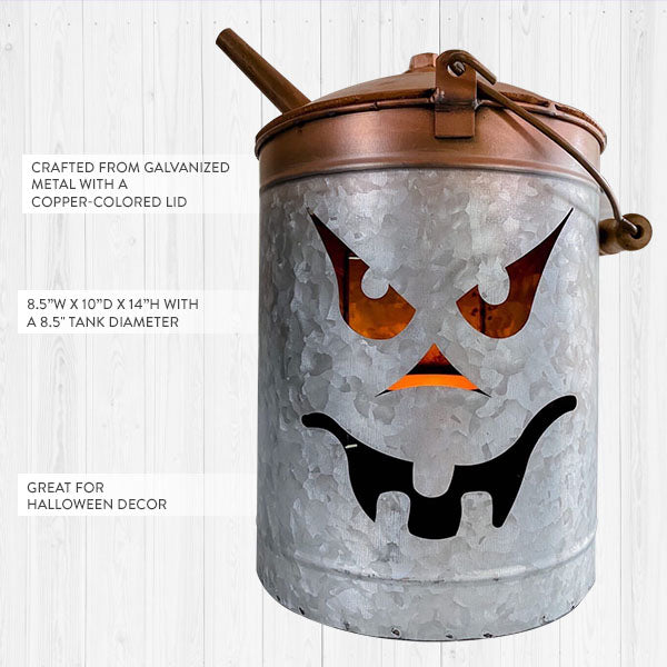 Oil Can Jack-O-Lantern with Copper Lid