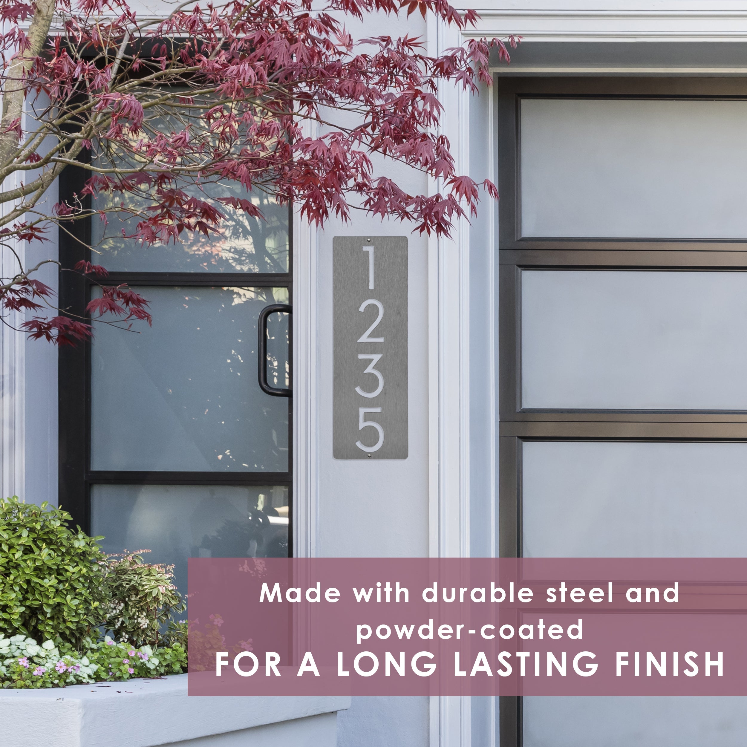 Cider House Rectangular Address Plaque - Metal Vertical House Numbers For Outside Home