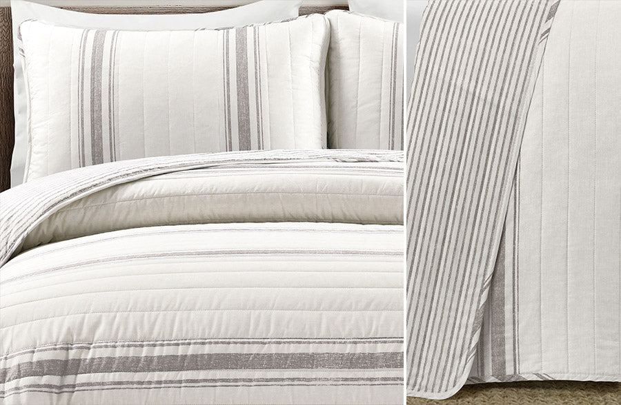Reversible Striped 3 Piece Bedding Set, Pick Your Color/Size