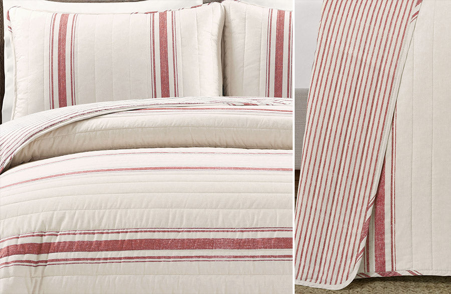 Reversible Striped 3 Piece Bedding Set, Pick Your Color/Size