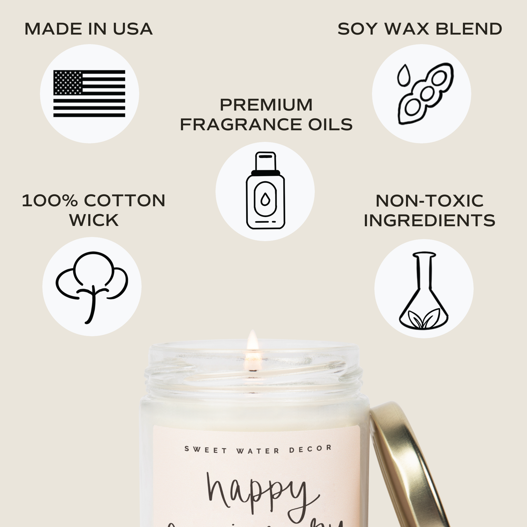Happy Anniversary Soy Candle - Clear Jar - 9 oz