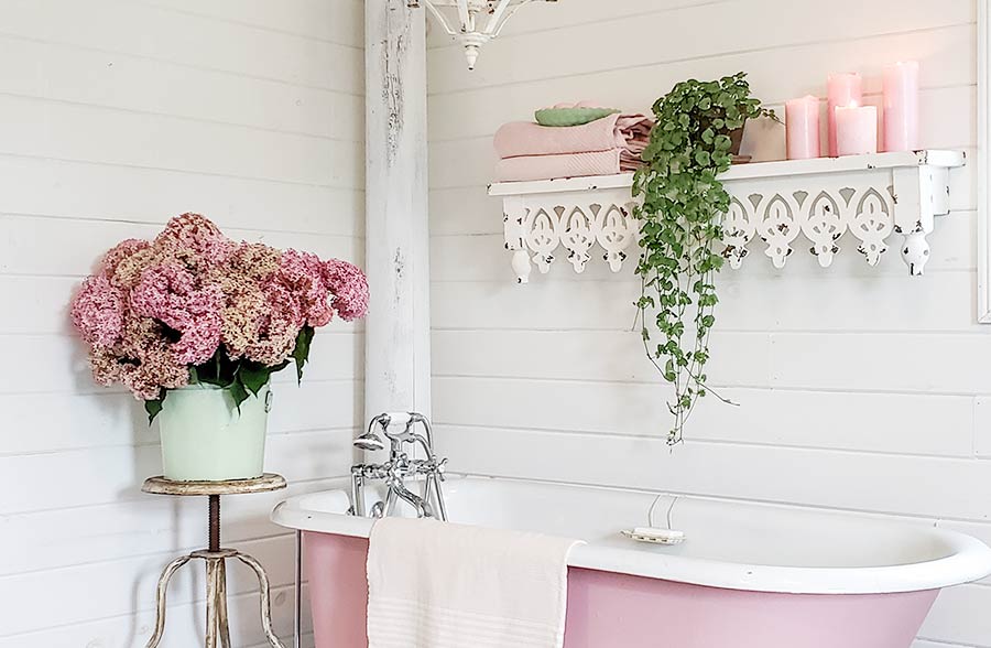 45.5 Inch French Country Distressed Wooden Shelf