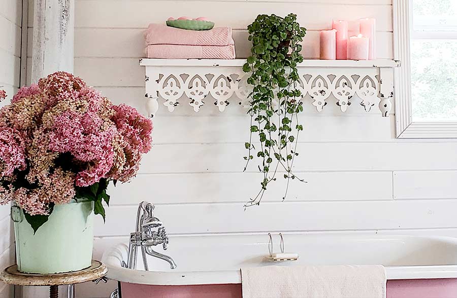 45.5 Inch French Country Distressed Wooden Shelf