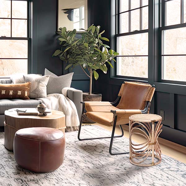 Round Rattan Side Table | Mid Century Modern | Accent Table