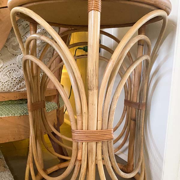Round Rattan Side Table | Mid Century Modern | Accent Table