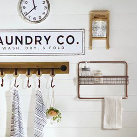 Copper Finish Wall Basket with Towel Bar