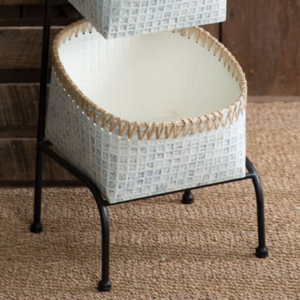 41.5 Inch Tall Three Tier Cane Basket Stand