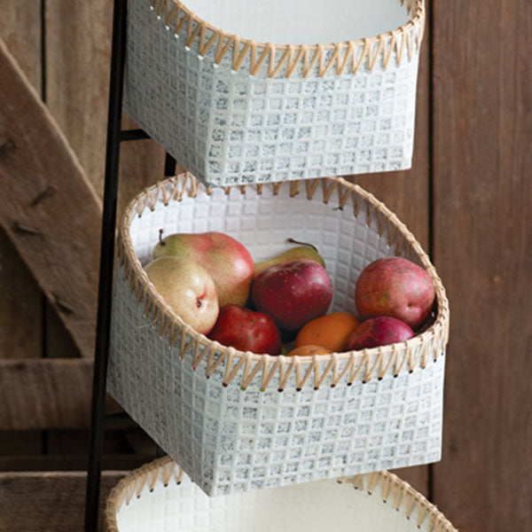 41.5 Inch Tall Three Tier Cane Basket Stand