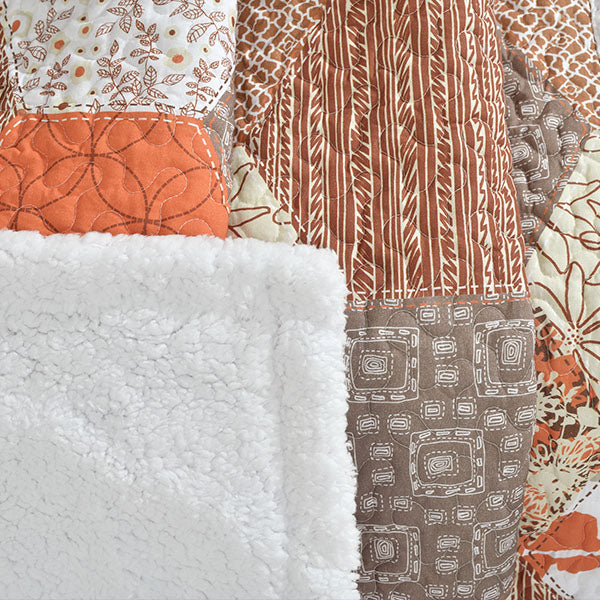 Fall Farmhouse Sherpa Quilt Inspired Throw Blanket