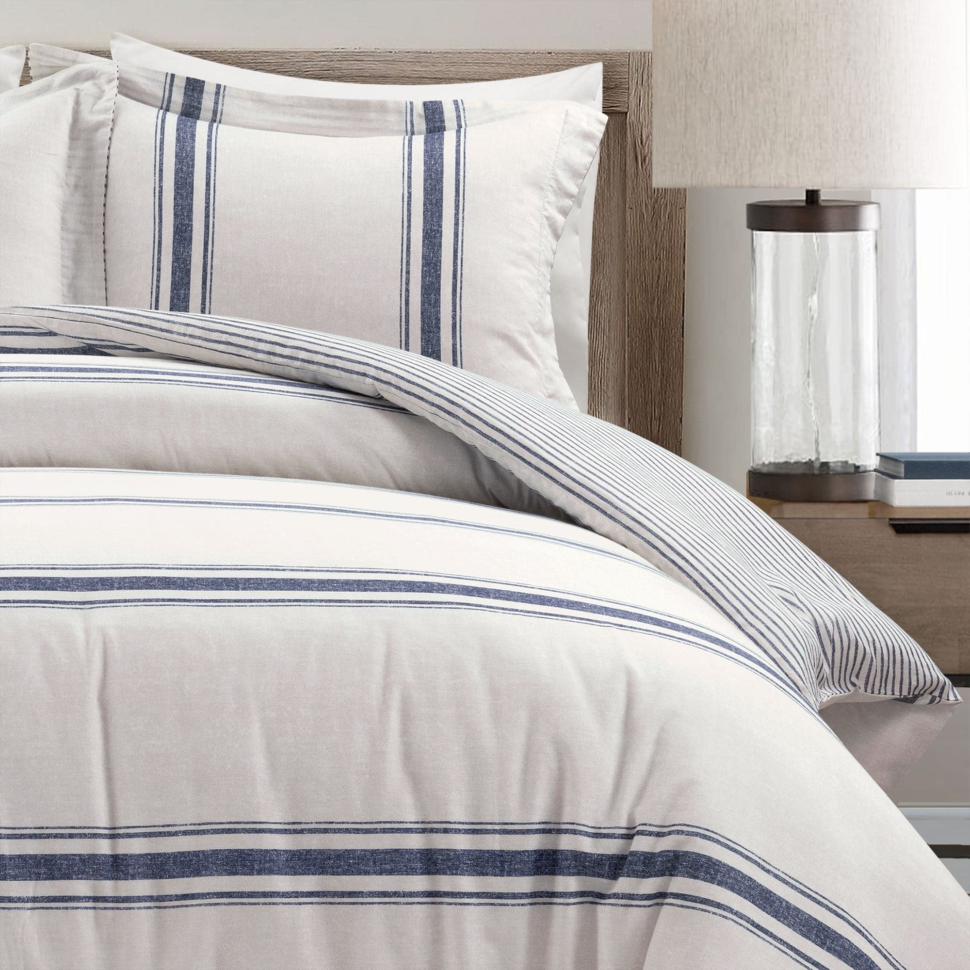 Farmhouse Stripe 100% Cotton Duvet Cover Set-Tolkye