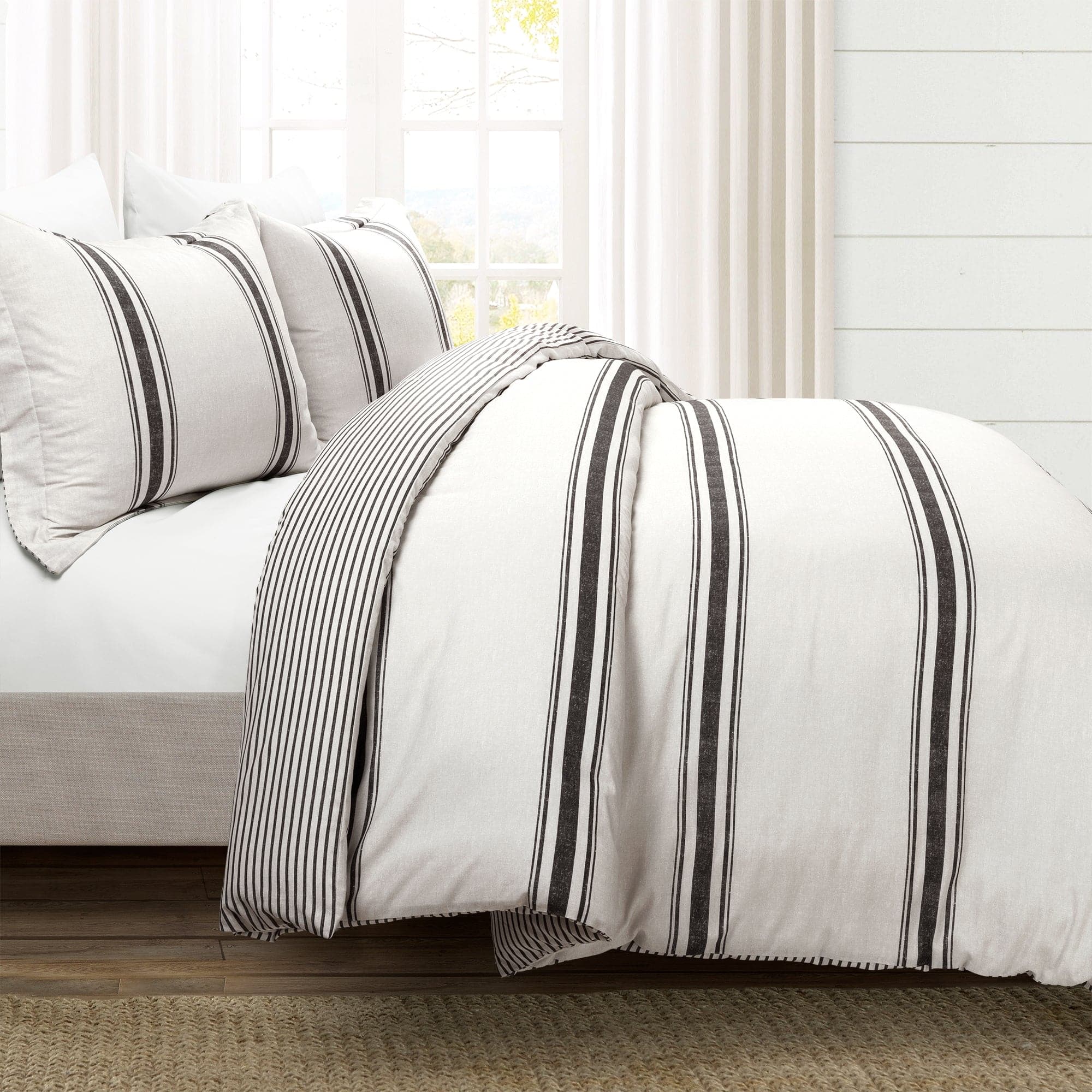 Farmhouse Stripe 100% Cotton Duvet Cover Set-Tolkye