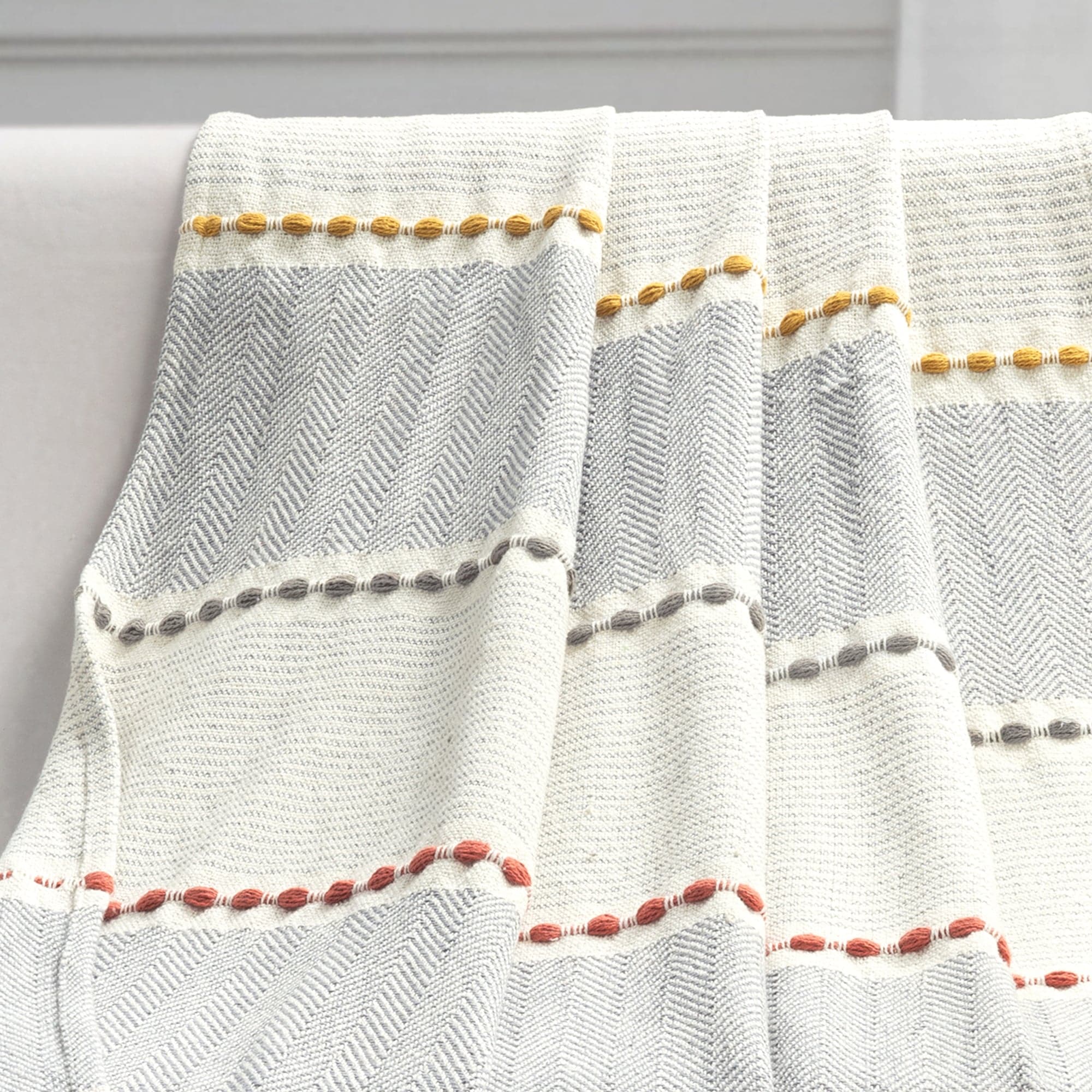 Herringbone Stripe Yarn Dyed Cotton Woven Tassel Throw-Tolkye