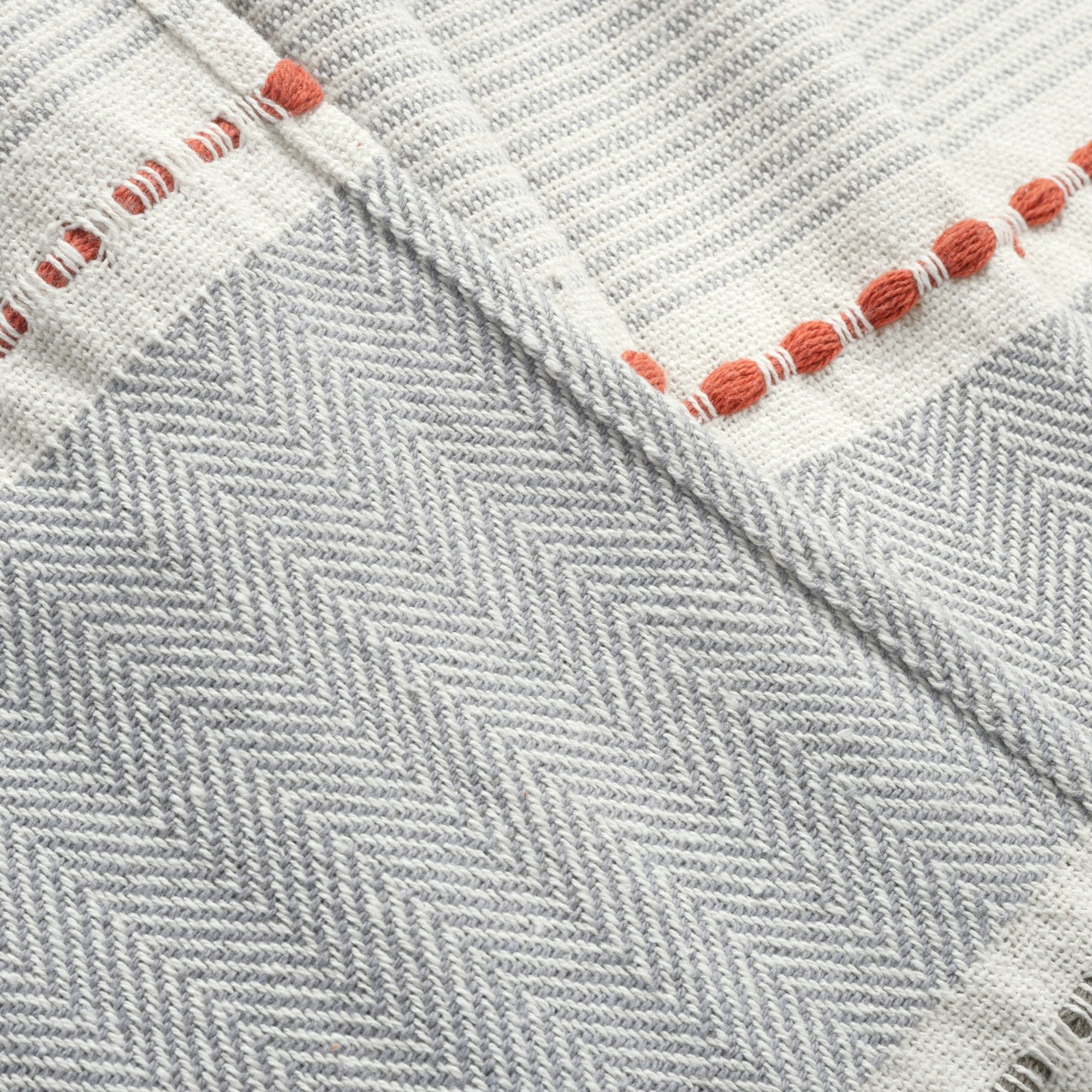 Herringbone Stripe Yarn Dyed Cotton Woven Tassel Throw-Tolkye