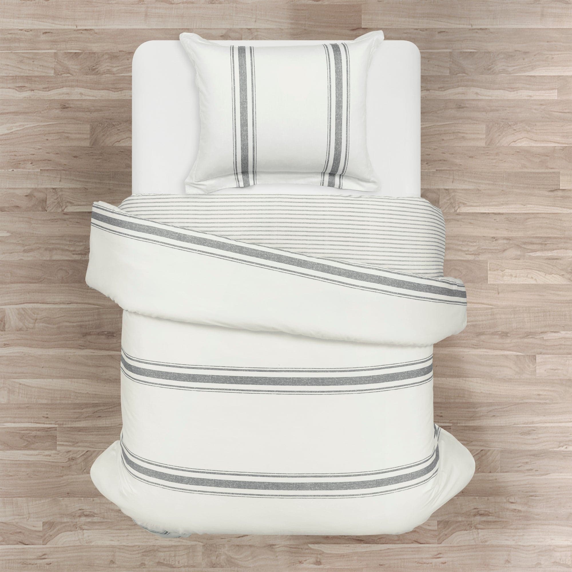 Farmhouse Stripe 100% Cotton Duvet Cover Set-Tolkye