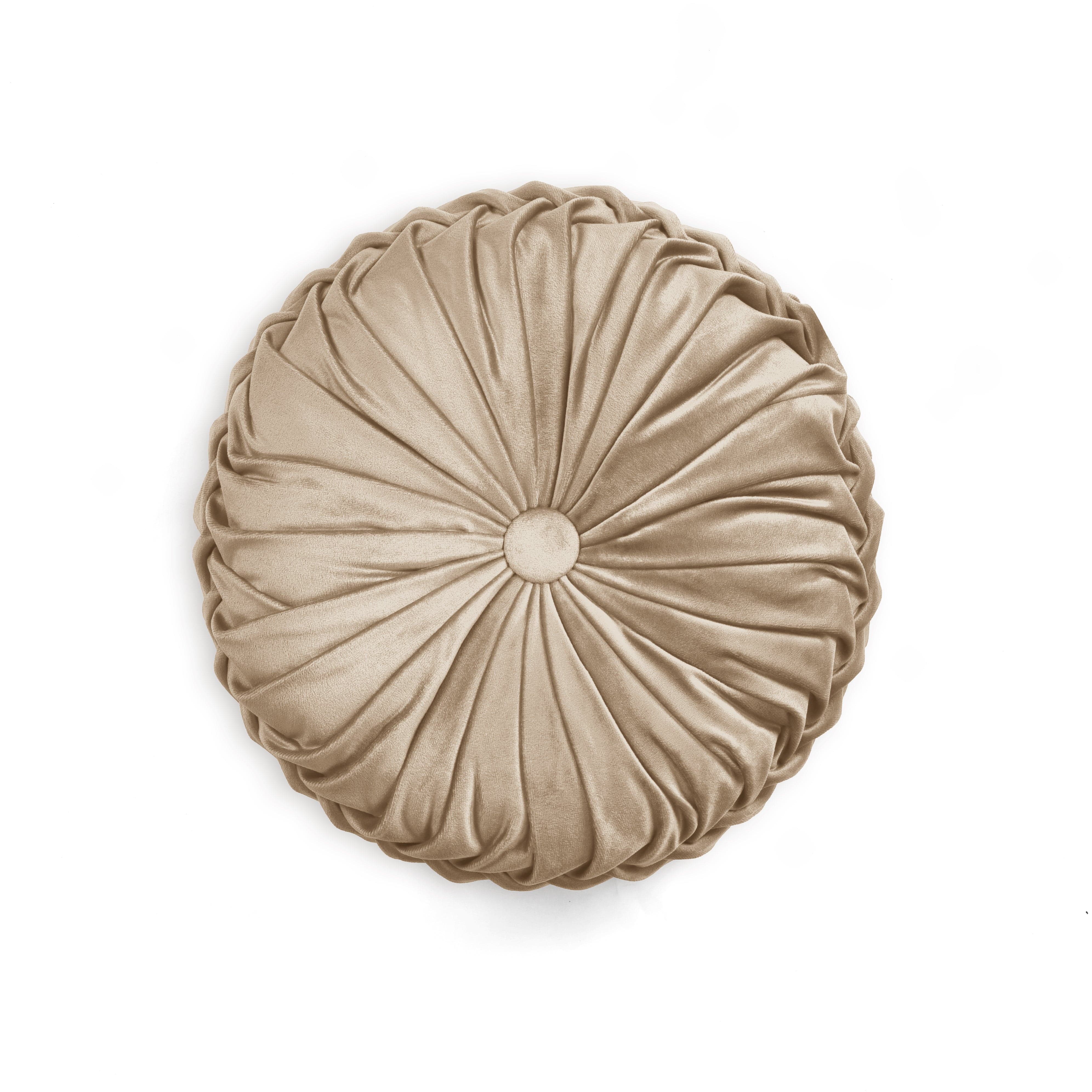 Round Pleated Soft Velvet Throw Pillow-Tolkye