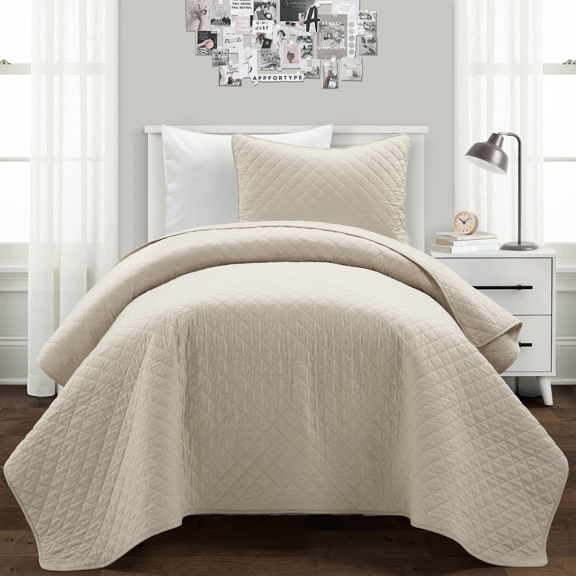 Ava Diamond Oversized Cotton Quilt Set-Tolkye