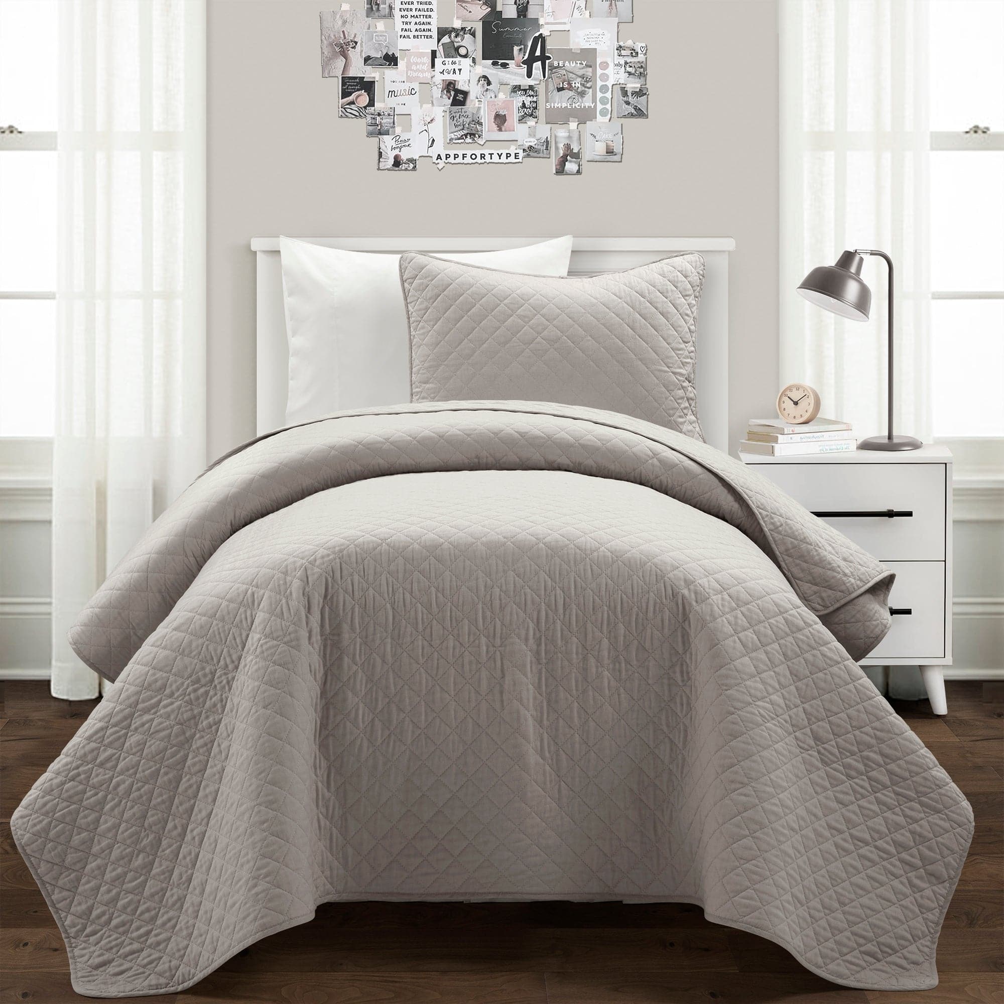 Ava Diamond Oversized Cotton Quilt Set-Tolkye
