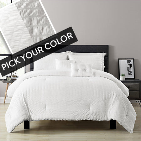 Farmhouse Seersucker Bedding, Pick Your Color