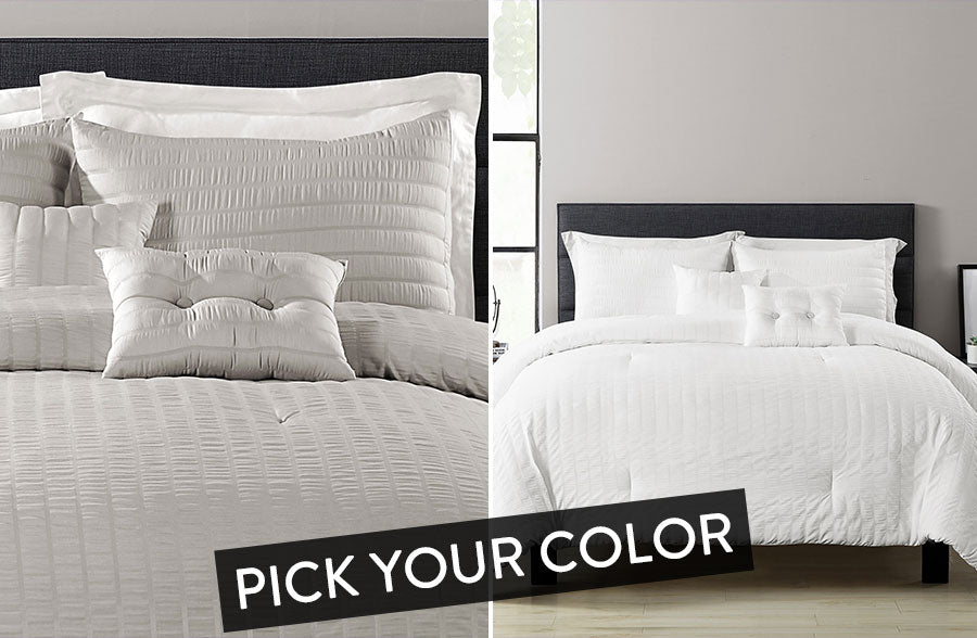 Farmhouse Seersucker Bedding, Pick Your Color
