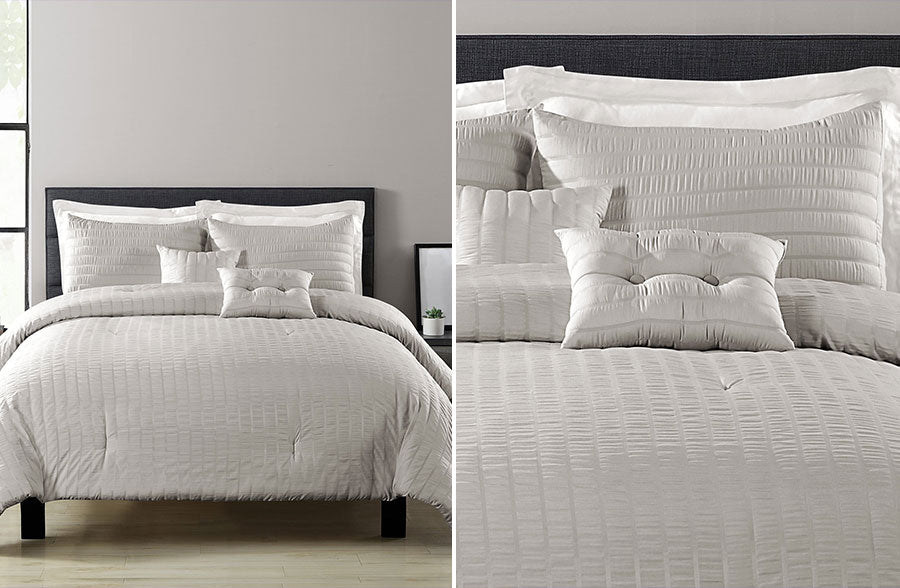 Farmhouse Seersucker Bedding, Pick Your Color