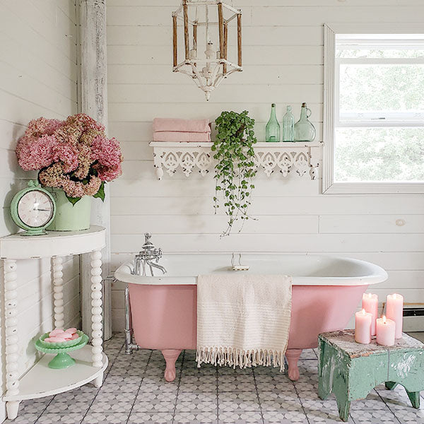 Whitewashed Half-Moon Accent Table