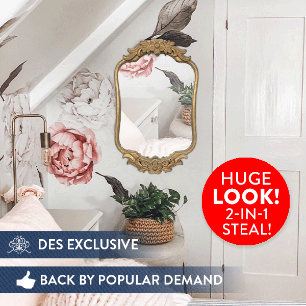 Ornate Gold Vanity Mirror and Tray, 2-in-1 Steal DES Exclusive