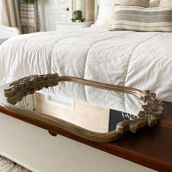 Ornate Gold Vanity Mirror and Tray, 2-in-1 Steal DES Exclusive