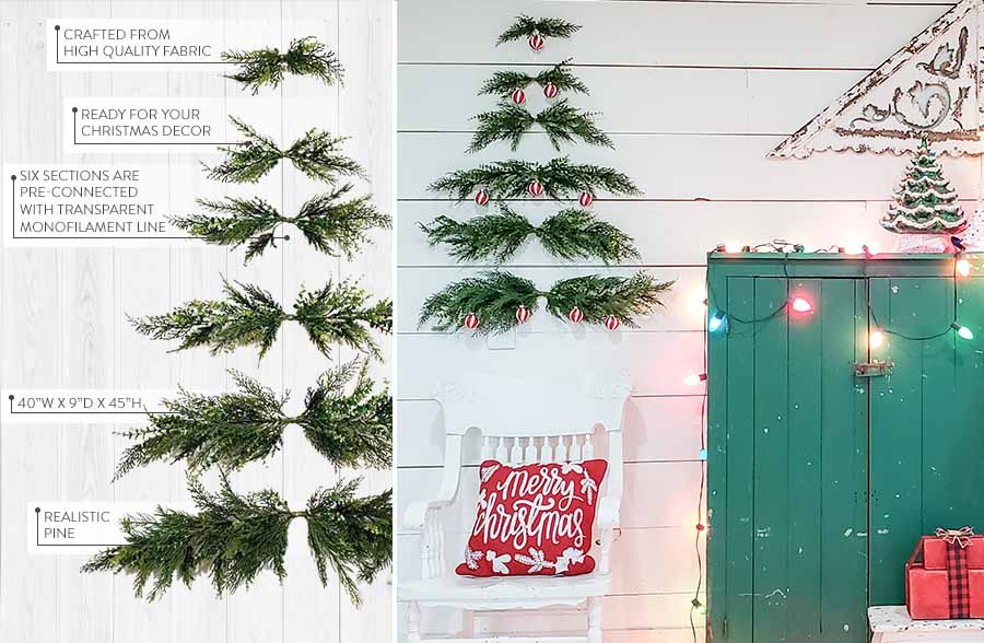 6 Piece Pine Branch Wall Christmas Tree