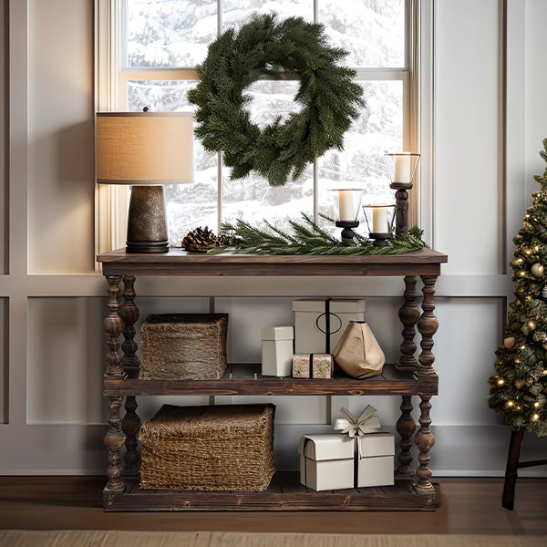 Three Tier Turned Wood Console Table