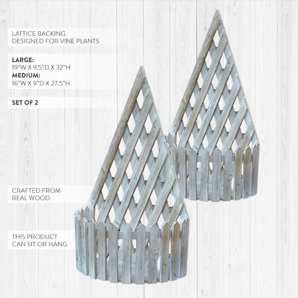 LARGE Wooden Lattice Planters, Set of 2