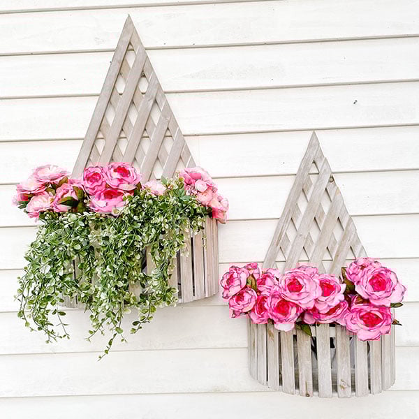 LARGE Wooden Lattice Planters, Set of 2